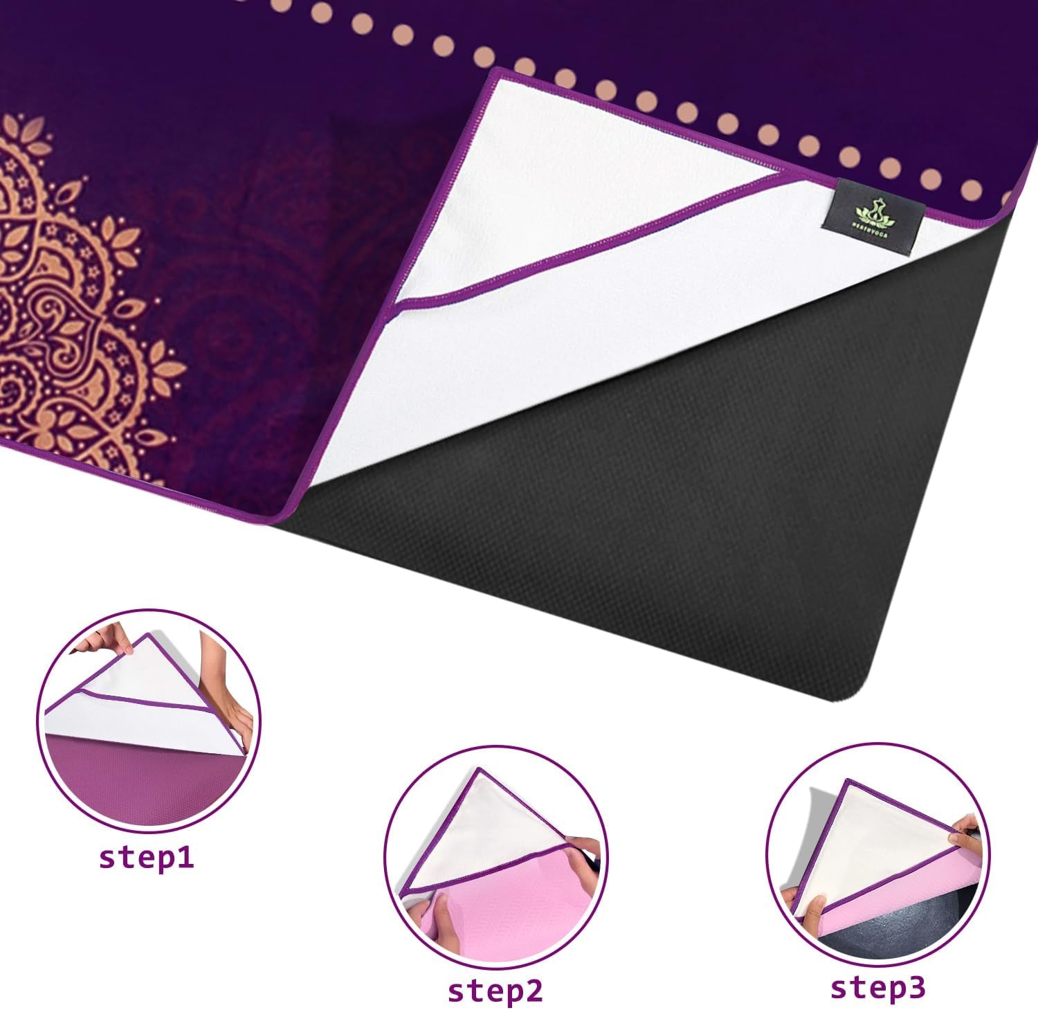 Non Slip Hot Yoga Towel, 100% Microfiber Non Slip Yoga Mat Towel for Hot Yoga, Pilates and Fitness, Exclusive Corner Pockets Design + Free Spray Bottle