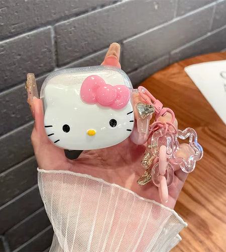 Hello Kitty Glitter Pink Protetive Earphone TPU Cover for Airpods Pro 2/Airpods Pro/Airpods 1/2/3 Case with Keychain Lovers Girl