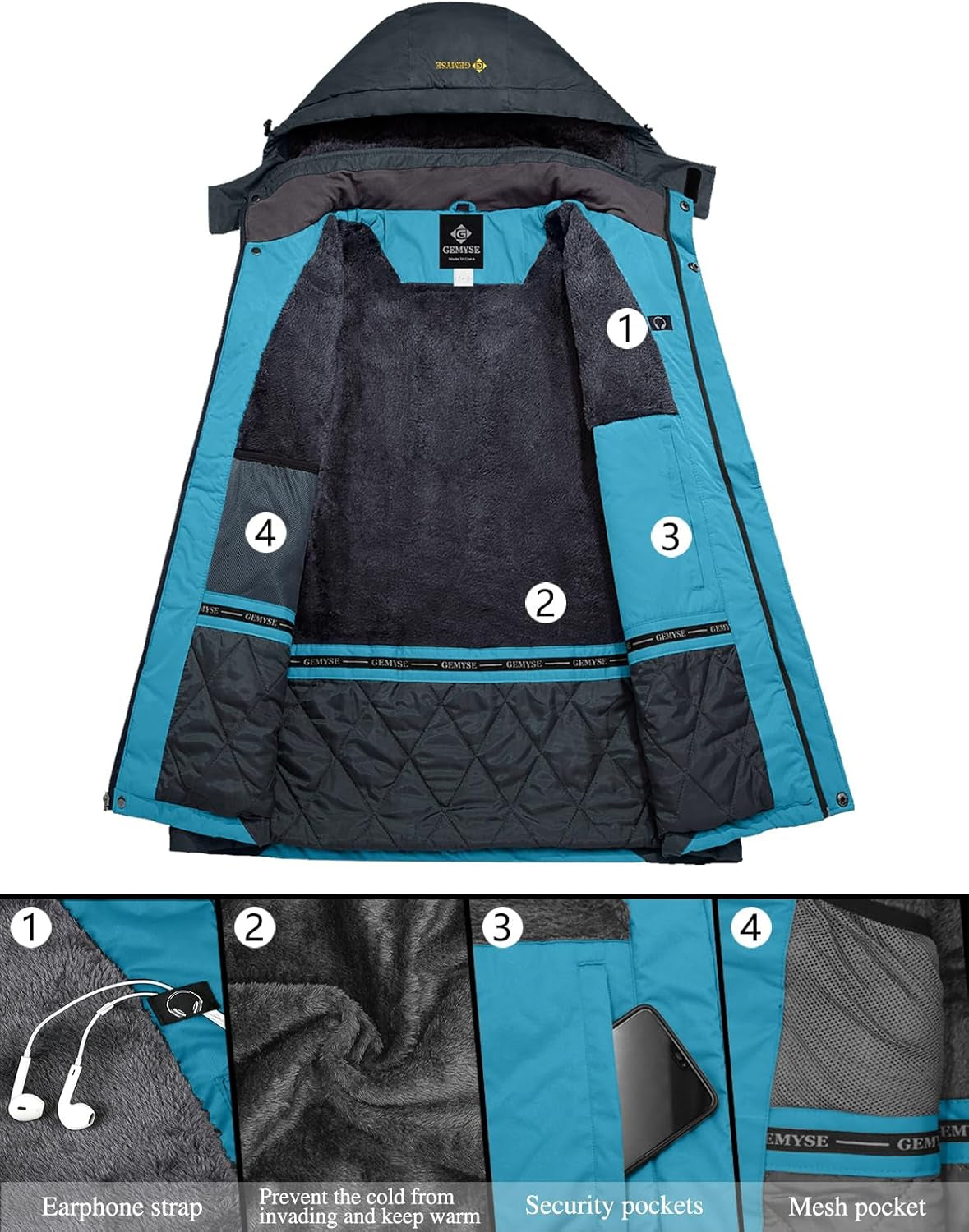 Women'S Mountain Waterproof Ski Snow Jacket Winter Windproof Rain Jacket