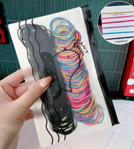 100Pcs/Set Girls Elastic Hair Bands Girls Hair Accessories 2.5Cm Colorful Rubber Band Children Ponytail Holder Kids Hair Ties