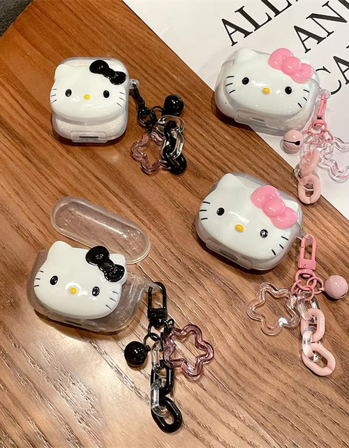 Load image into Gallery viewer, Hello Kitty Glitter Pink Protetive Earphone TPU Cover for Airpods Pro 2/Airpods Pro/Airpods 1/2/3 Case with Keychain Lovers Girl
