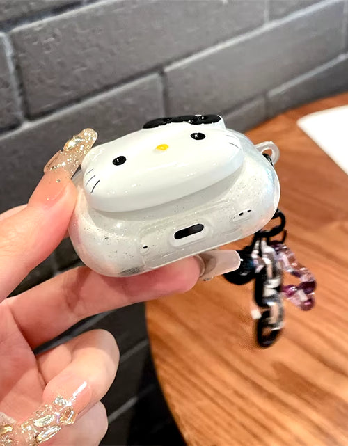 Load image into Gallery viewer, Hello Kitty Glitter Pink Protetive Earphone TPU Cover for Airpods Pro 2/Airpods Pro/Airpods 1/2/3 Case with Keychain Lovers Girl
