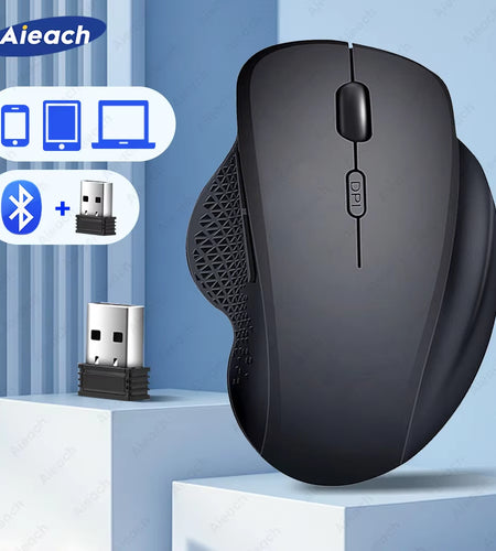 Dual Mode Wireless Computer Mice 1600 DPI Rechargeable Ergonomic Bluetooth Mouse for Laptop/Notebook/Ipad/Tablet/Mac/Chromebook