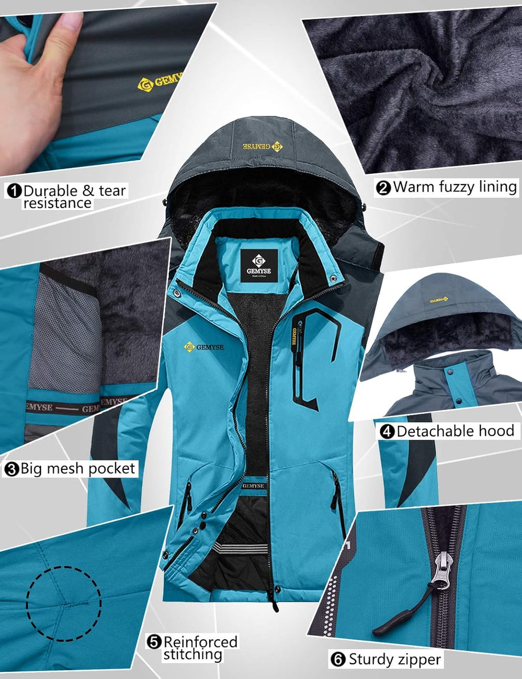 Women'S Mountain Waterproof Ski Snow Jacket Winter Windproof Rain Jacket