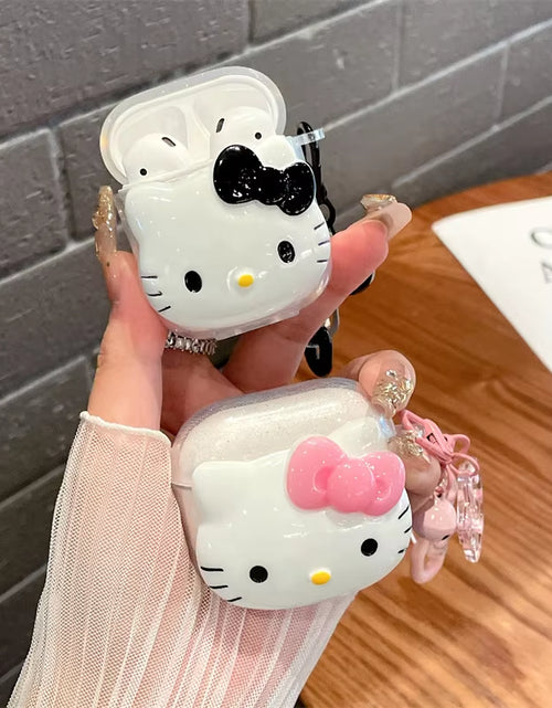 Load image into Gallery viewer, Hello Kitty Glitter Pink Protetive Earphone TPU Cover for Airpods Pro 2/Airpods Pro/Airpods 1/2/3 Case with Keychain Lovers Girl
