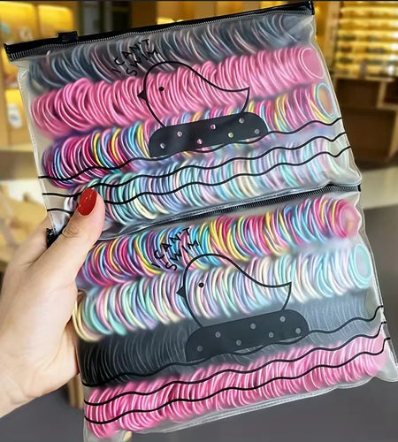 100Pcs/Set Girls Elastic Hair Bands Girls Hair Accessories 2.5Cm Colorful Rubber Band Children Ponytail Holder Kids Hair Ties