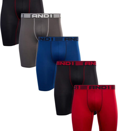 Men'S Underwear – 5 Pack Long Leg Performance Compression Boxer Briefs (S-3XL)