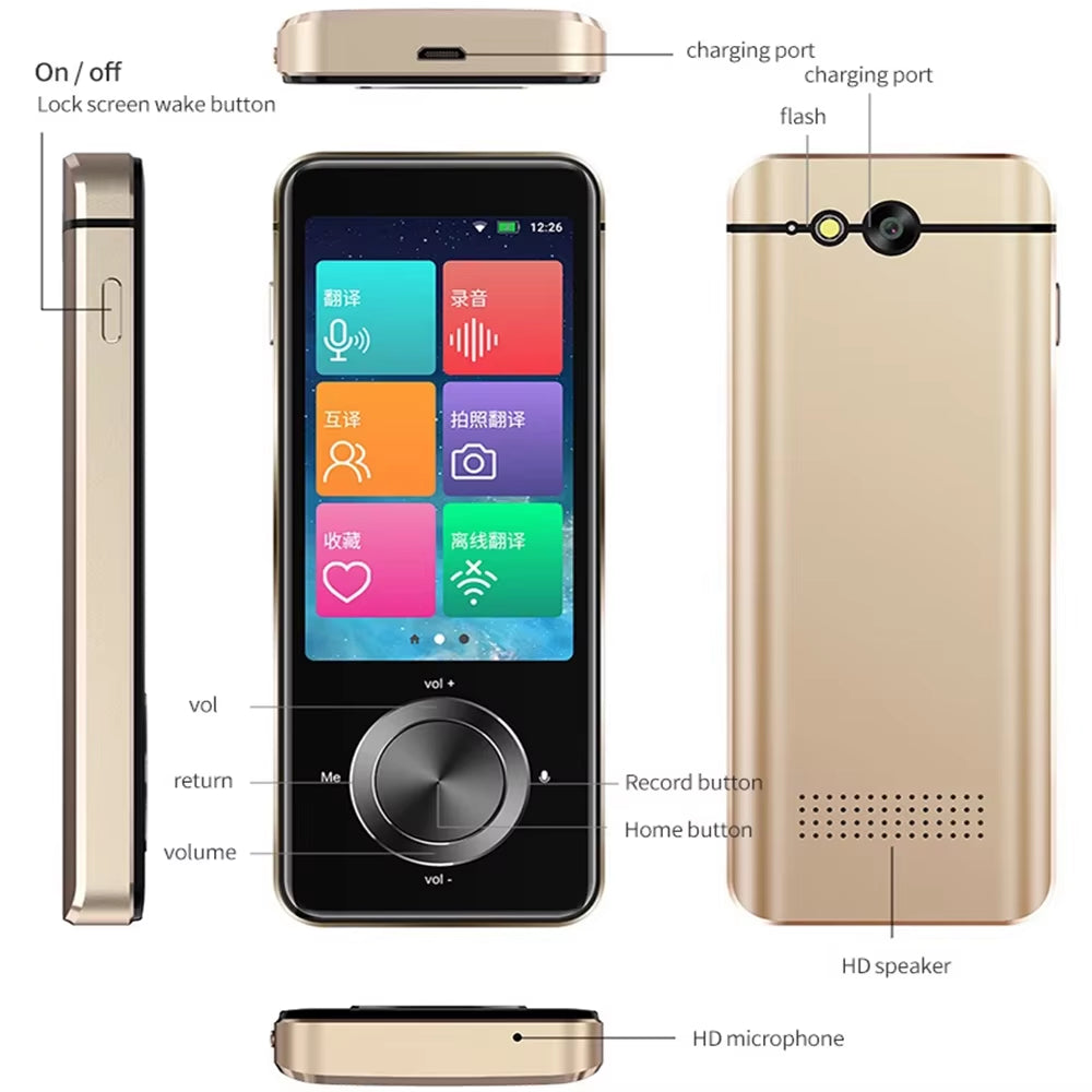 M9 Language Translator Device 107 National Languages Intelligent Translator Real-Time Voice, Recording, Text Translation Device