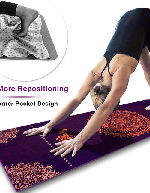 Load image into Gallery viewer, Non Slip Hot Yoga Towel, 100% Microfiber Non Slip Yoga Mat Towel for Hot Yoga, Pilates and Fitness, Exclusive Corner Pockets Design + Free Spray Bottle
