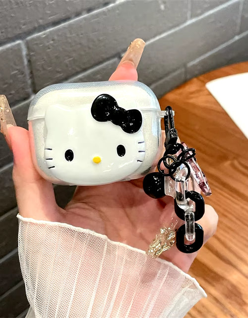 Load image into Gallery viewer, Hello Kitty Glitter Pink Protetive Earphone TPU Cover for Airpods Pro 2/Airpods Pro/Airpods 1/2/3 Case with Keychain Lovers Girl
