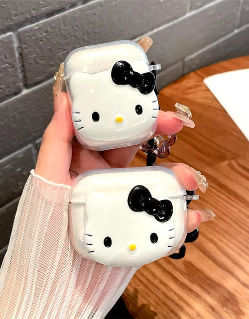 Load image into Gallery viewer, Hello Kitty Glitter Pink Protetive Earphone TPU Cover for Airpods Pro 2/Airpods Pro/Airpods 1/2/3 Case with Keychain Lovers Girl
