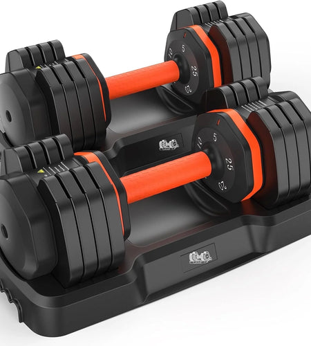 Adjustable Dumbbells Set 25LB a Pair Dumbbells Weights, 5 in 1 Free Weights 5/10/15/20/25Lb/50Lb Dumbbell with Anti-Slip Handle, Suitable for Home Gym Exercise Equipment